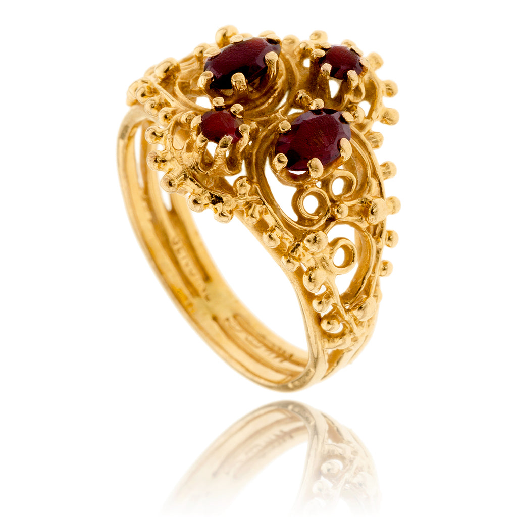 14K Yellow Gold Etruscan Style Garnet Ring Default Title