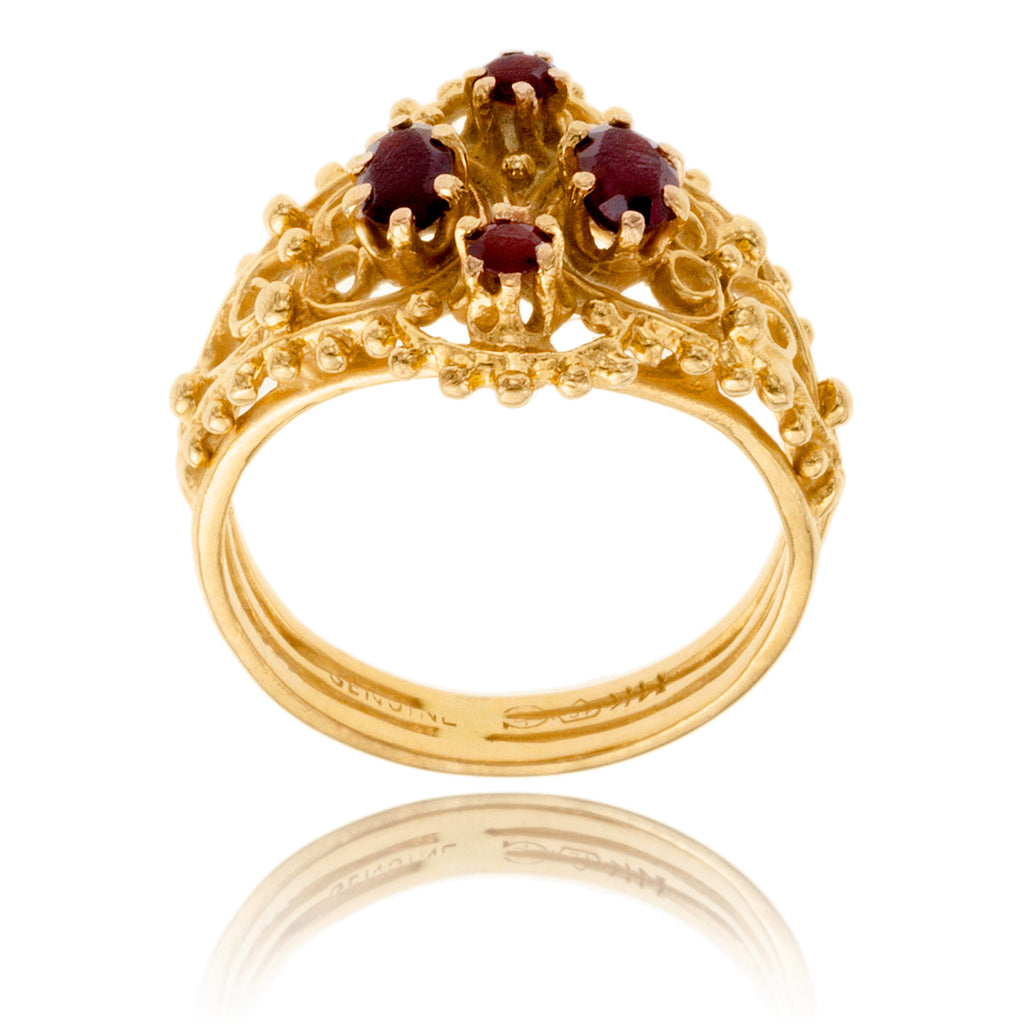 14K Yellow Gold Etruscan Style Garnet Ring Default Title