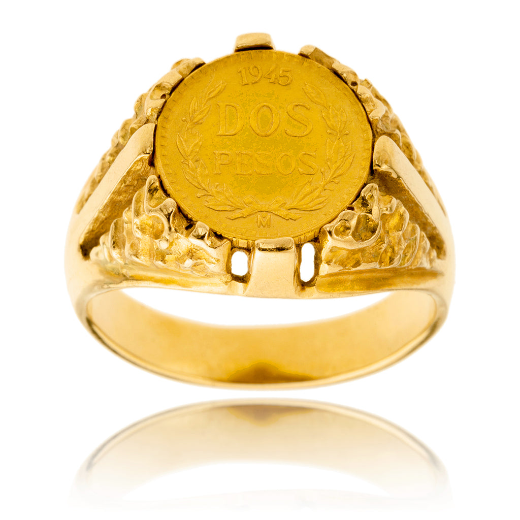 2 Peso Coin Ring With 18K Yellow Gold Setting Default Title