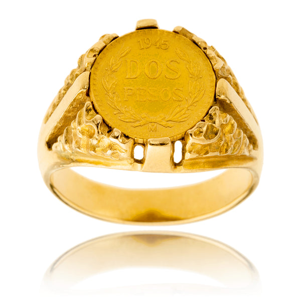 2 Peso Coin Ring With 18K Yellow Gold Setting Default Title