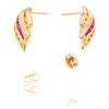 14K Yellow Gold Ruby & Channel Set Diamond Earrings Default Title