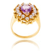 14K Yellow Gold Pear Shaped Amethyst  & Pearl Cluster Ring Default Title