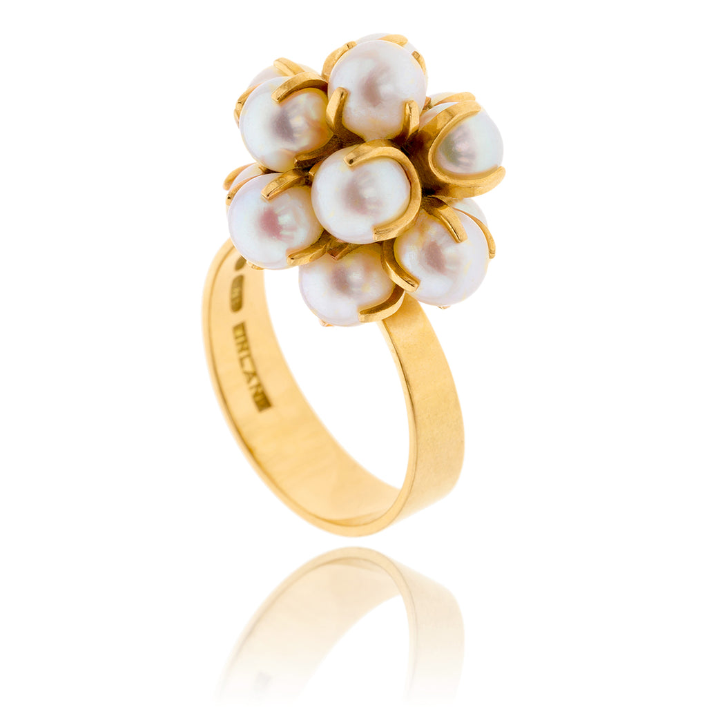 14K Yellow Gold Pearl Cluster Ring Default Title