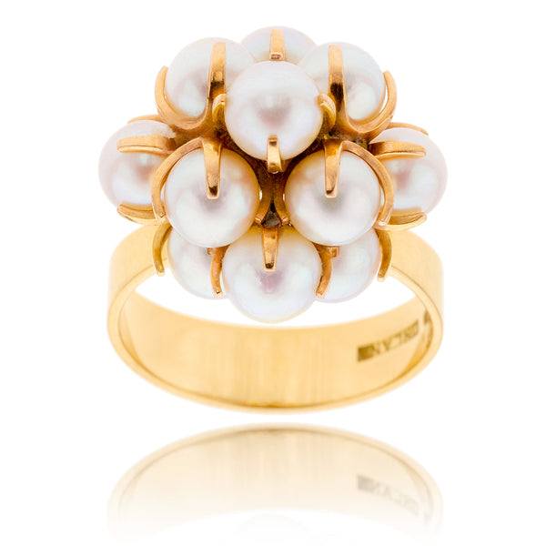 14K Yellow Gold Pearl Cluster Ring Default Title