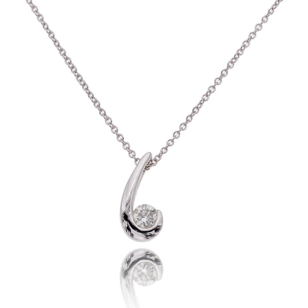 14K White Gold Diamond Swirl Pendant with Chain Default Title