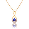 10K Yellow Gold Pear Shaped Sapphire & Diamond Swirl Pendant With Chain Default Title