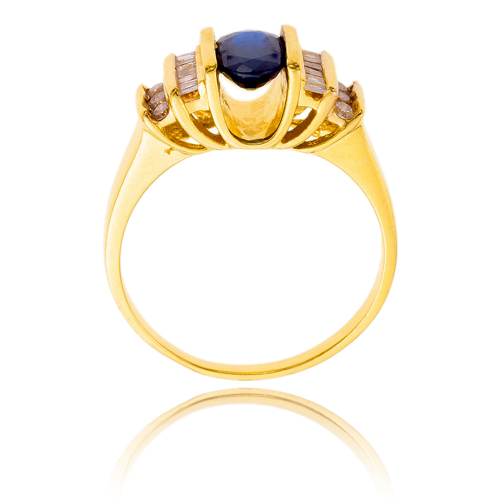 14K Yellow Gold Oval Sapphire & Channel-Set Diamond Ring Default Title