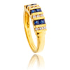 18K Yellow Gold Vertically-Set Sapphire & Diamond Multiple Row Ring Default Title