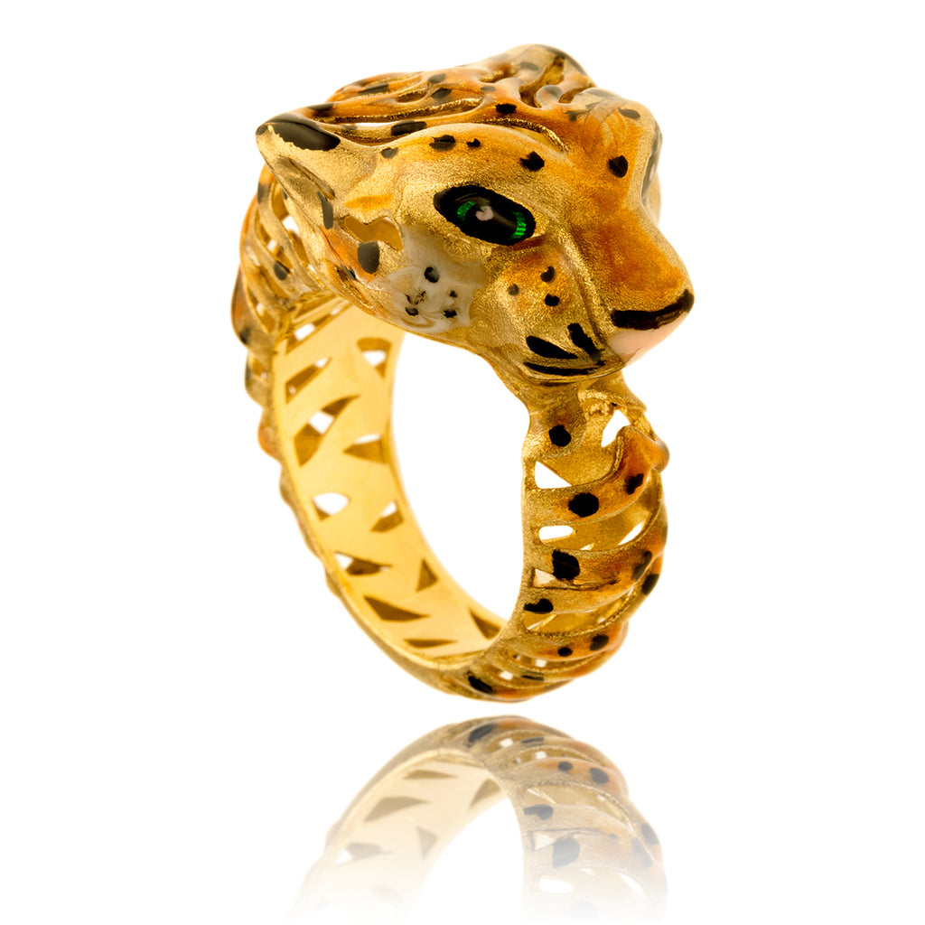 14K Yellow Gold Effy Enamel Tiger Ring Default Title