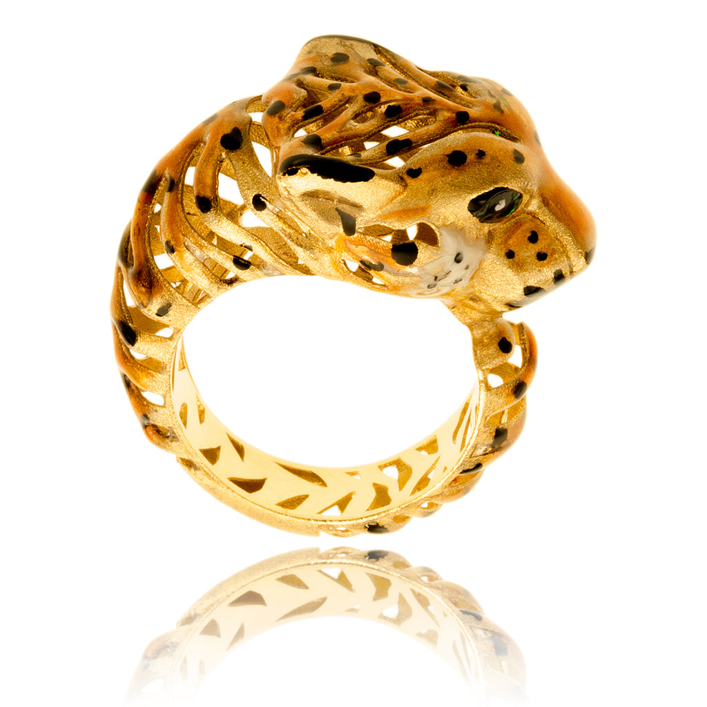 14K Yellow Gold Effy Enamel Tiger Ring Default Title