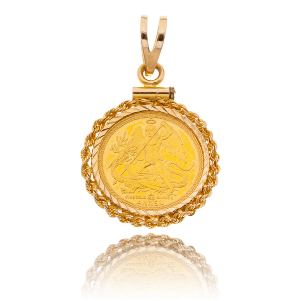 1/20 oz Isle Of Man Pendant With 14K Yellow Gold Rope Frame Default Title