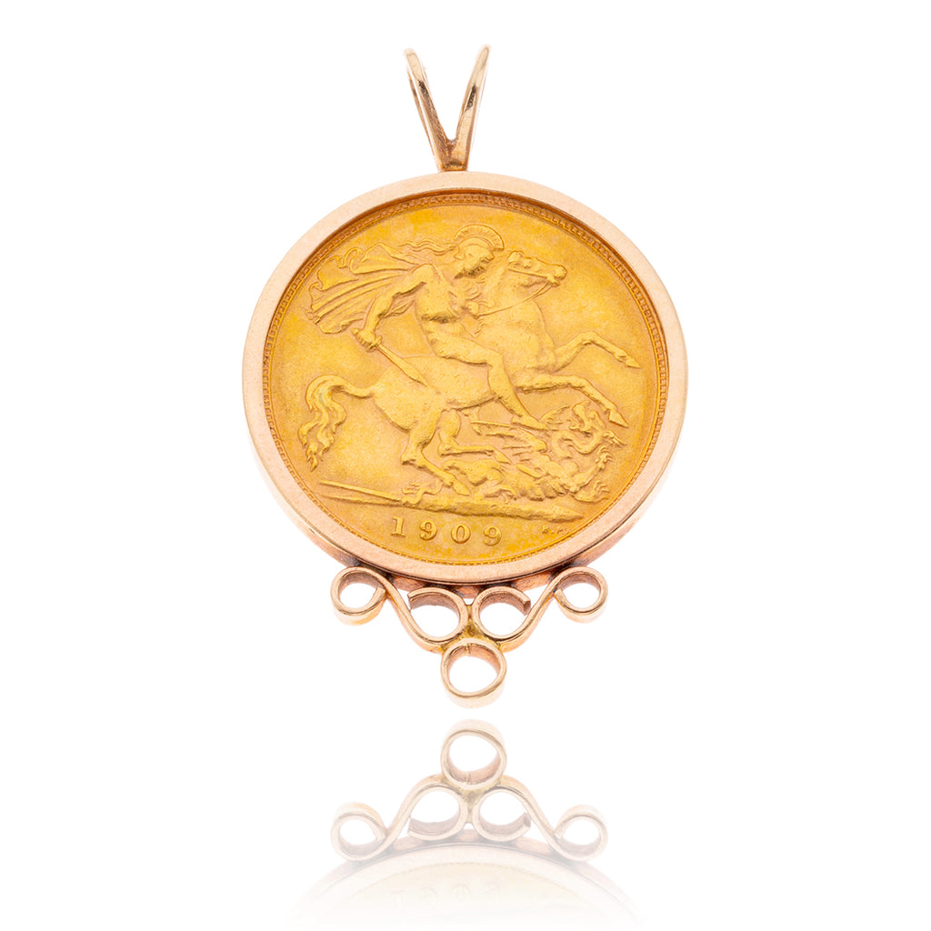 22K Yellow Gold 1/2 Sovereign Coin With 14K Yellow Gold Frame Pendant Default Title