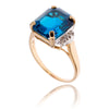 10K Yellow Gold Rectangular London Blue Topaz & Diamond Ring Default Title