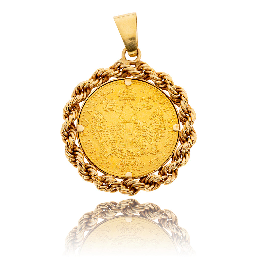 1 Ducat Gold Coin Pendant with 14KT Yelow Gold Frame Default Title