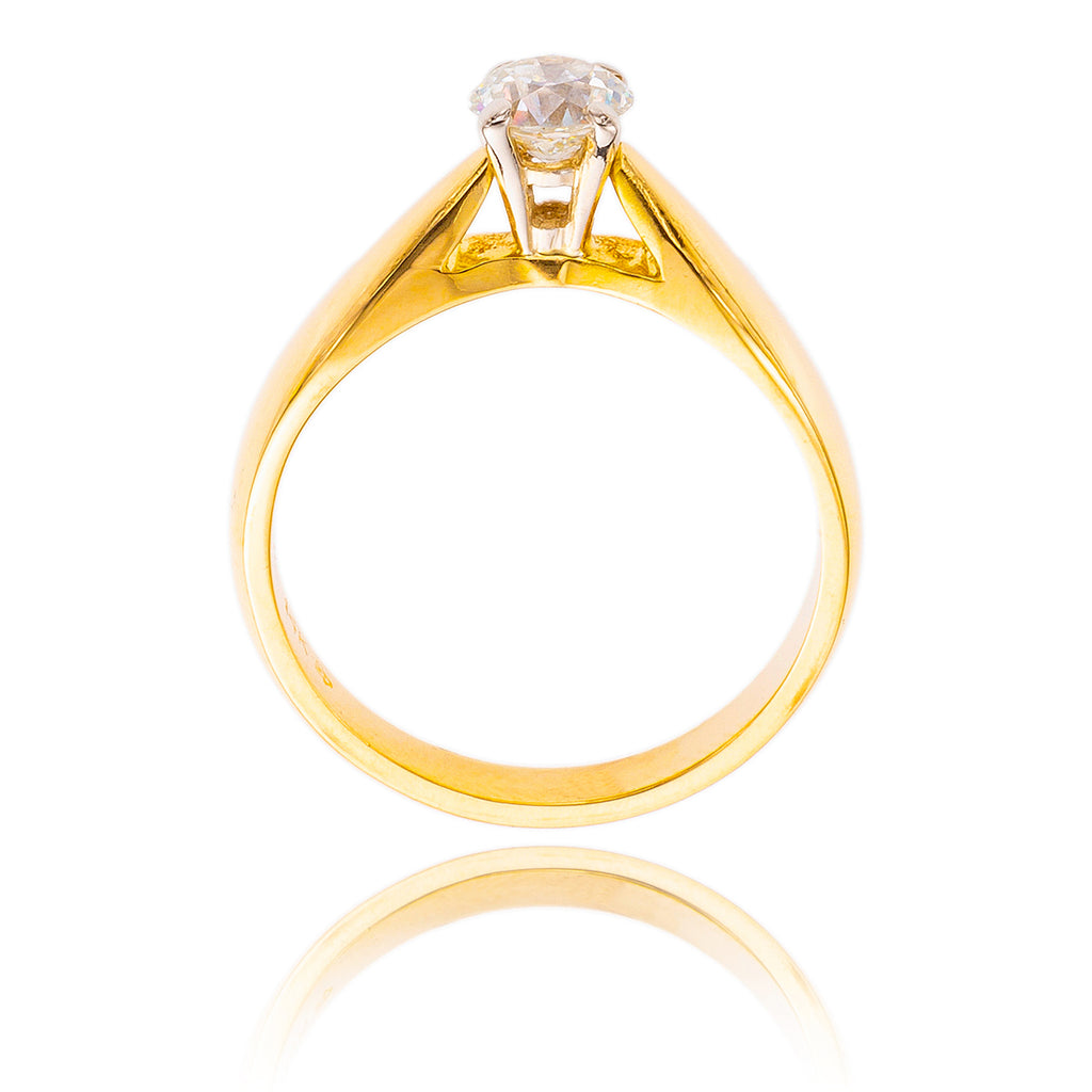 14K Yellow & White Diamond Solitaire Ring Default Title