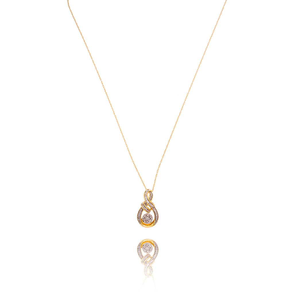 10K  Yellow Gold Round & Baguette Cluster Pendant With Gold Chain Default Title