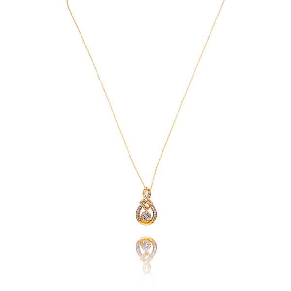 10K  Yellow Gold Round & Baguette Cluster Pendant With Gold Chain Default Title